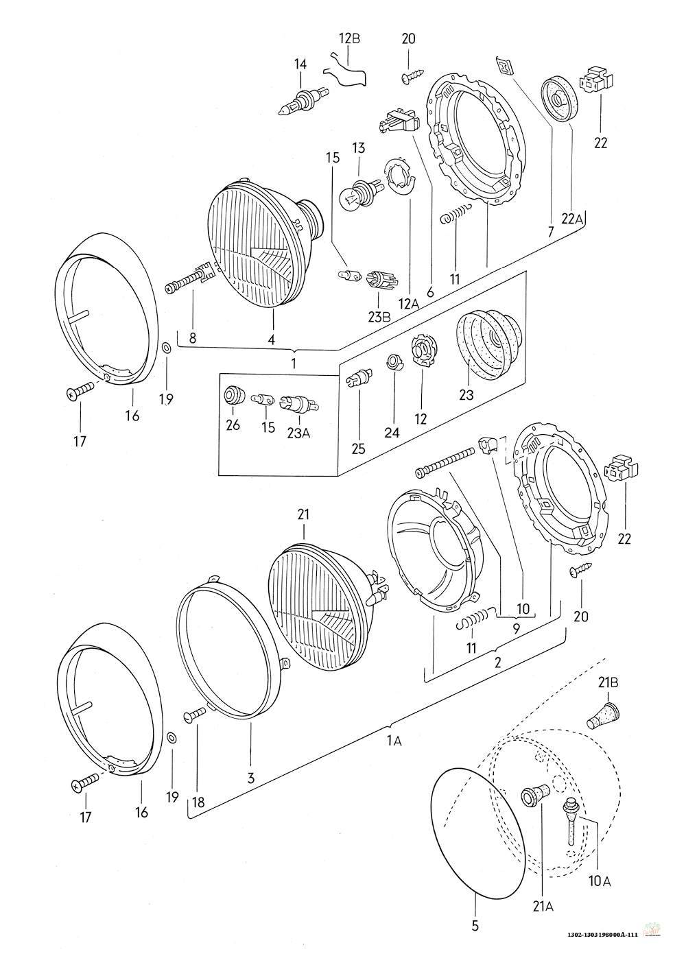 Objímka žárovky/obrysové světlo - Typ 1/2/3/14/25/181/Golf/Jetta (1973 »)