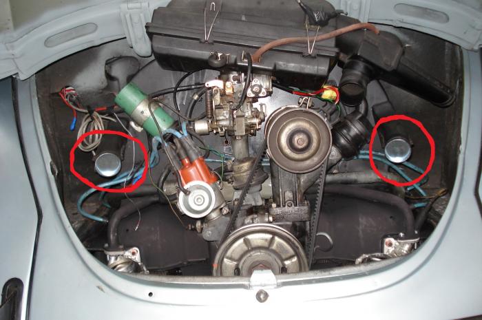 Záslepky/vývody sahary - Typ 1 motor (1963 »)