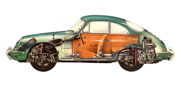 Příčka nárazníku/přední L - Porsche 356 B/C (1959 » 65)