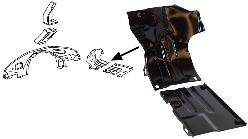 Krycí plechy spodní/černé L/P - Typ 1 motor (» 2003)