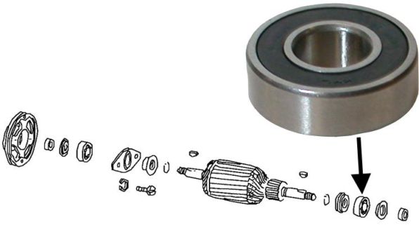 Ložiska generátoru 6/12V - Typ 1/3 motory (» 1974)