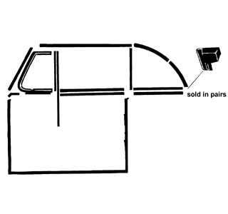 Rohy konce lišty stahování/zadní skla L/P - T.1 Cabrio (1952 » 64)