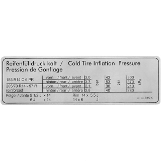 Samolepka/tlak pneumatik 14" - Typ 25 (1979 » 84)