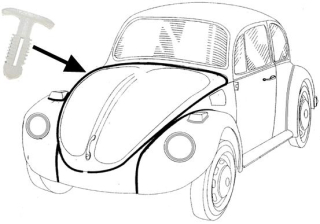 Příchytky/těsnění přední kapoty/dveří - T.1 1303/Golf/Jetta (1972 » 84)