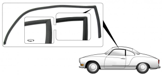 Těsnění skla dveří/L - Typ 14 Coupe (1971 » 74)