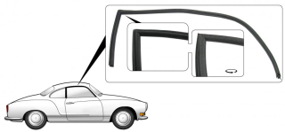 Těsnění skla dveří/P - Typ 14 Coupe (1971 » 74)