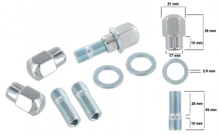 Matice kola a svorníky/chrom (M14x1.5mm)