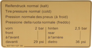Samolepka/tlak pneumatik - Porsche 911 (1983 » 89)