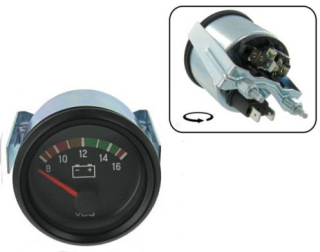 Přístroj černý/voltmetr 8-16V (O 52mm)